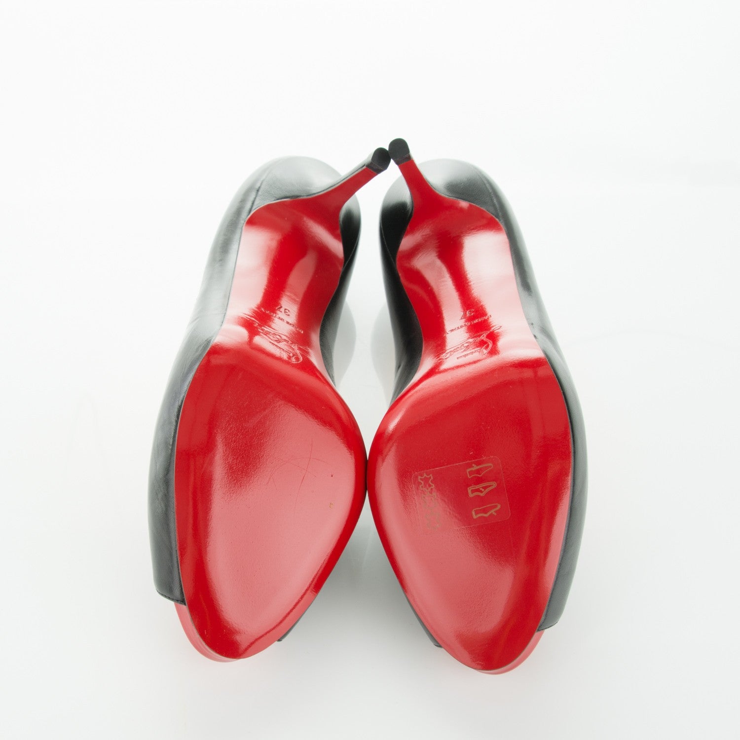Christian Louboutin Kid Mater Claude 85 Platform Pumps 37 Black Red 5 of 7