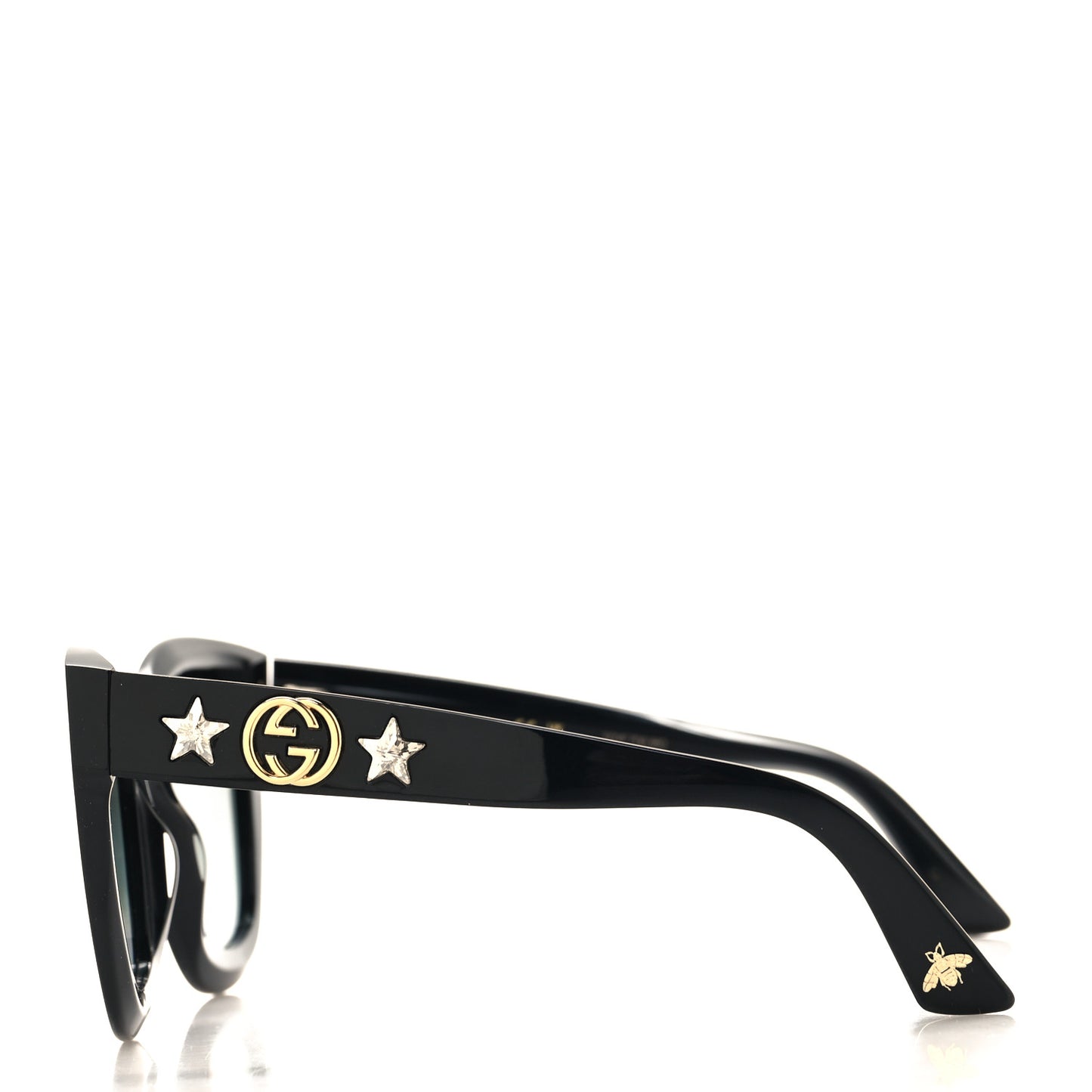 Acetate Crystal Star Round Frame Sunglasses GG0208S Black