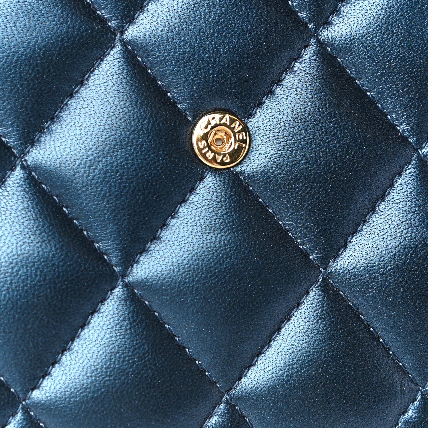 Chanel Metallic Lambskin Quilted Large Boy Gusset Flap Wallet Blue 13 of 19