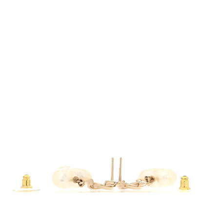 Chanel Pearl CC Heart Drop Earrings Gold 3 of 5