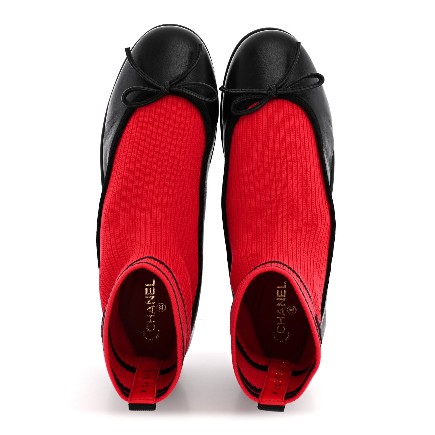 Lambskin Knit CC Ballerina Sneakers 37.5 Black Red