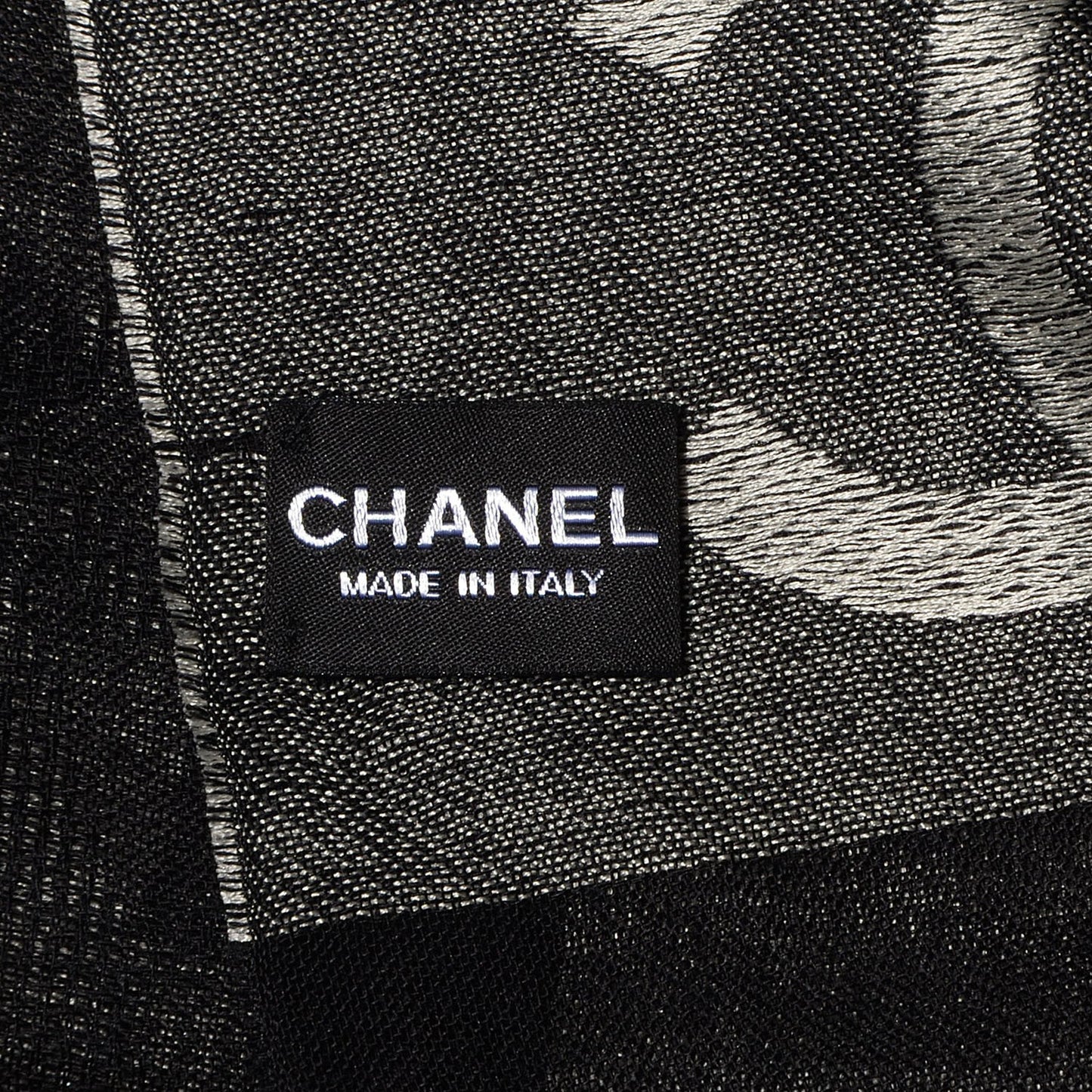 Wool Silk Cashmere CC Scarf Shawl Black White