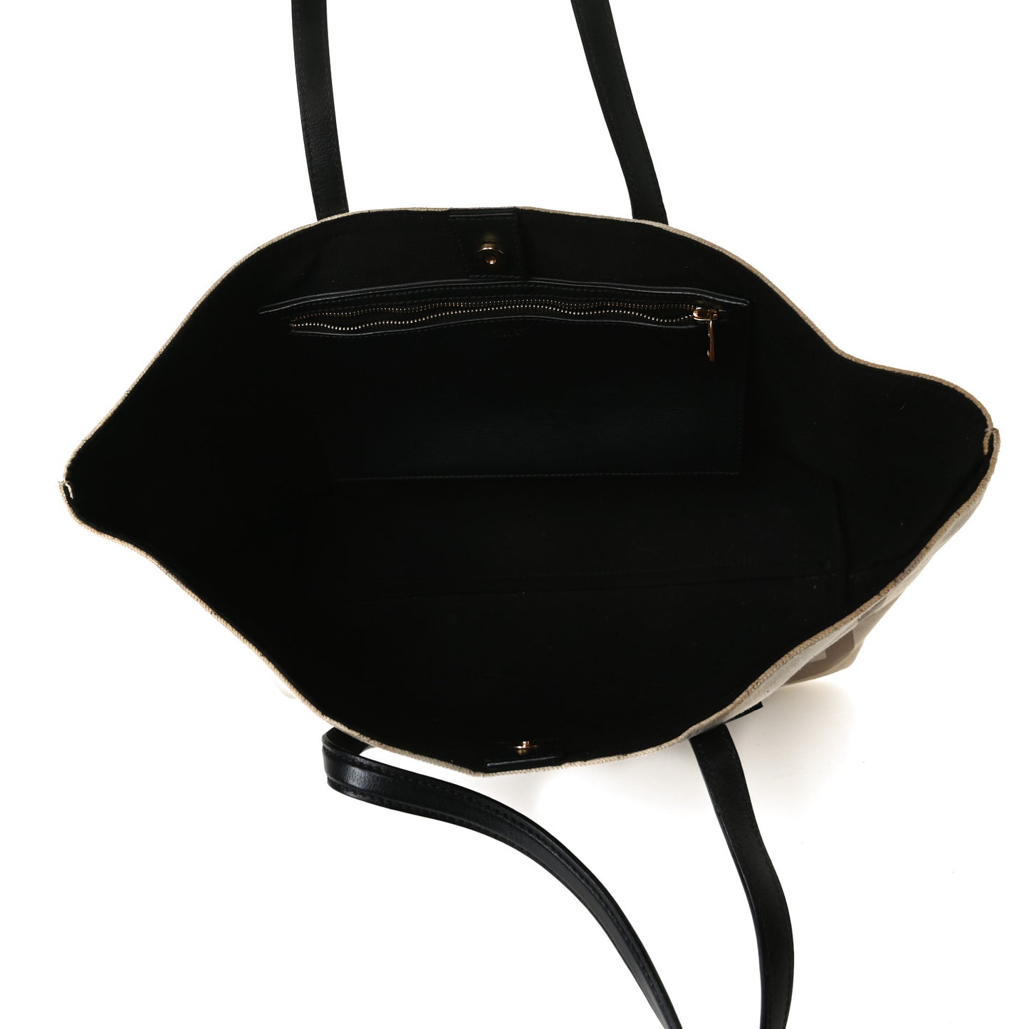 Canvas Calfskin T Tote Beige