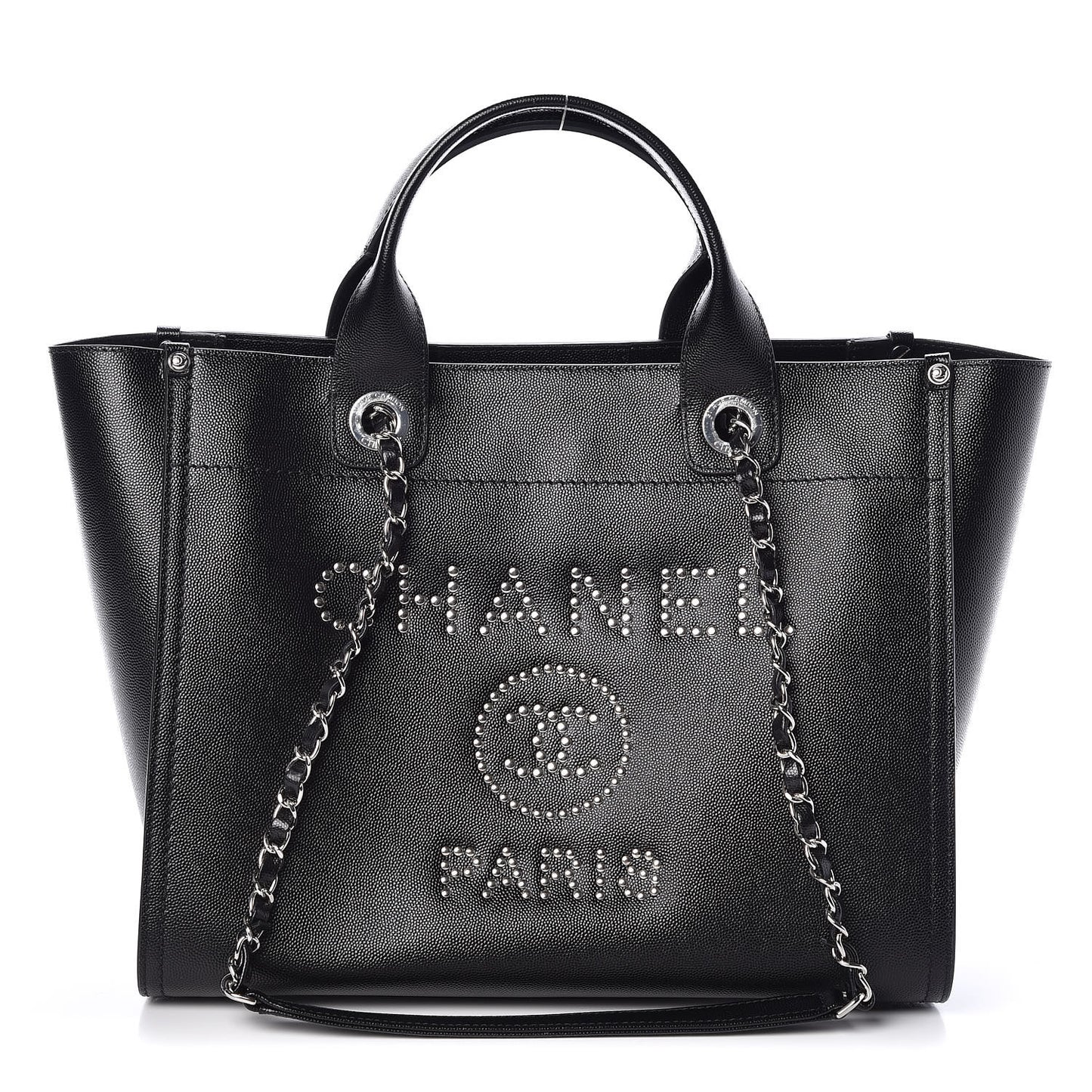 Caviar Small Studded Deauville Tote Black