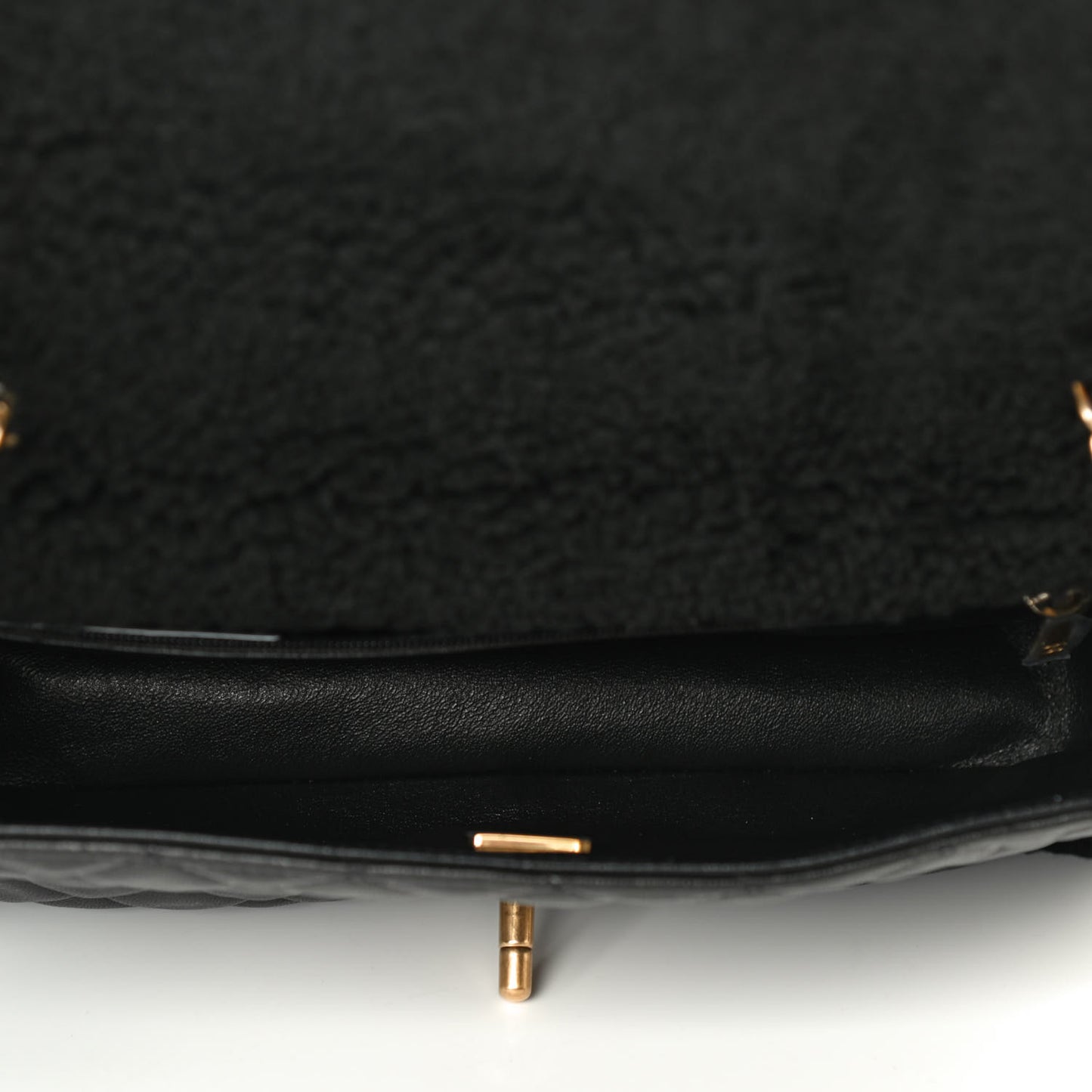 Lambskin Shearling Large CC Flap Bag Black