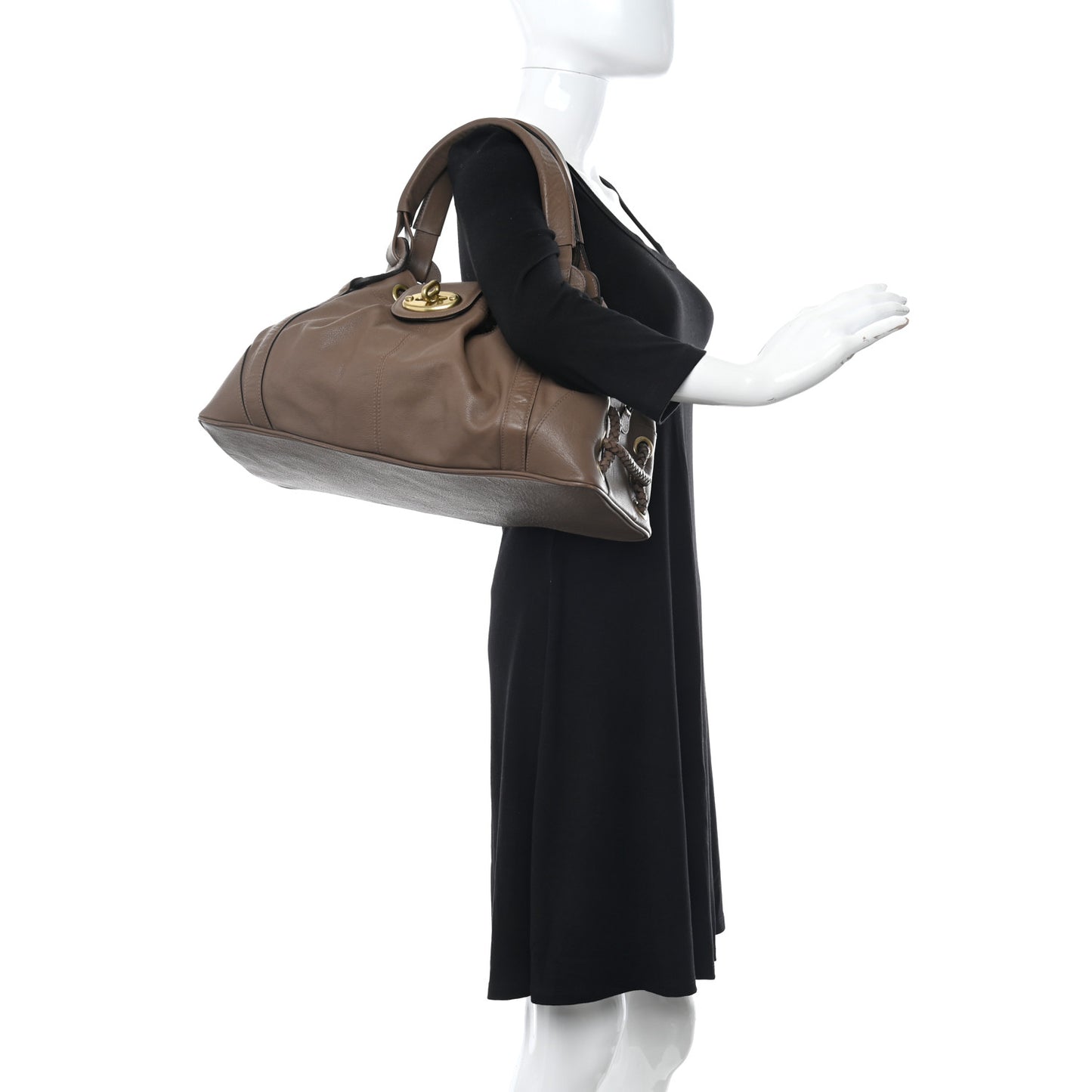 Soft Goatskin Agyness Satchel Brown