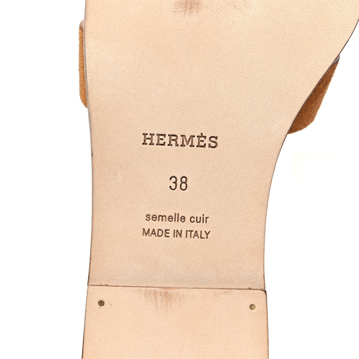 Hermes Suede Goatskin Oran Sandals 38 Naturel 6 of 8
