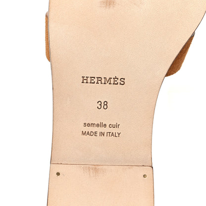 Hermes Suede Goatskin Oran Sandals 38 Naturel 6 of 8