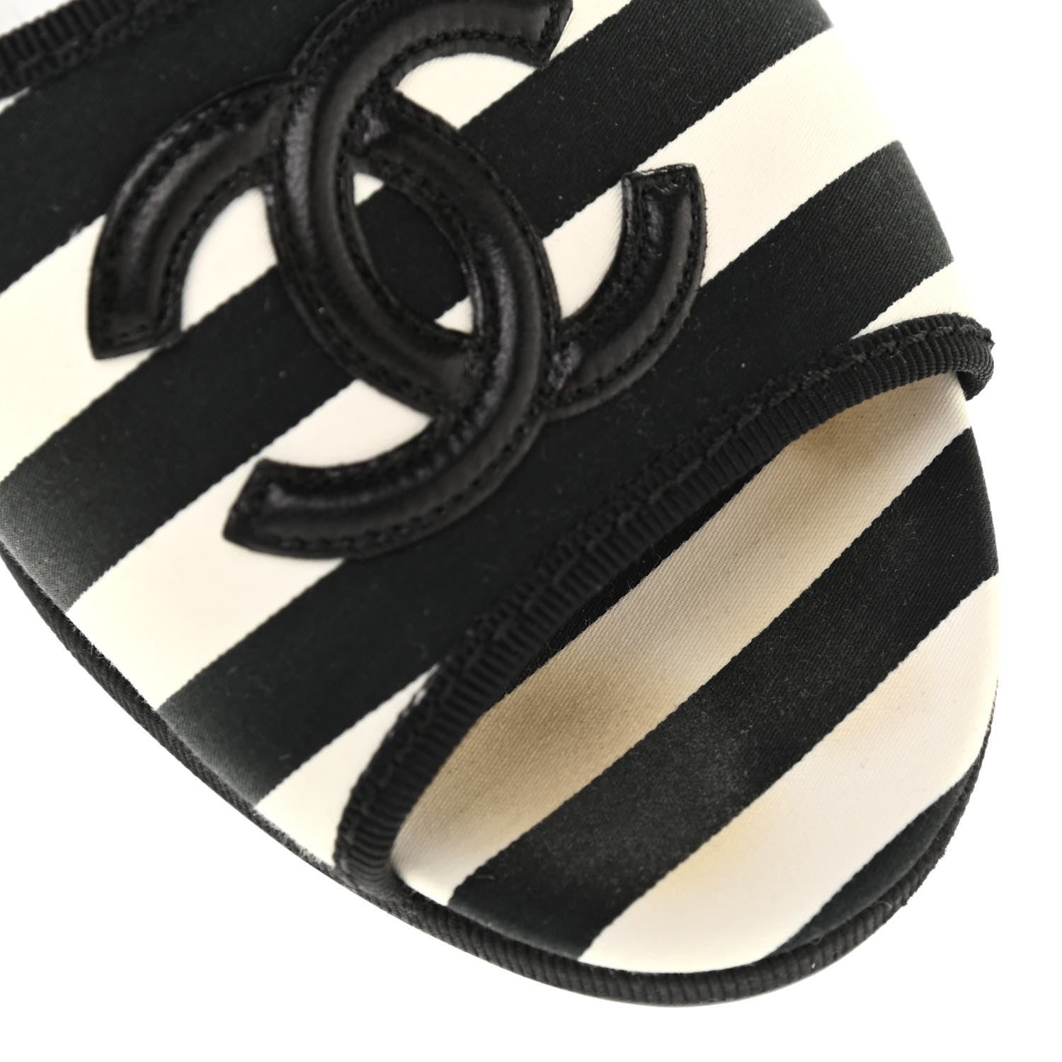 Chanel Striped CC Mules 38 Black White 9 of 10