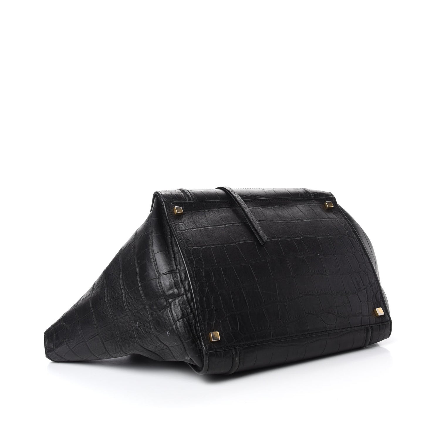 Crocodile Embossed Calfskin Medium Phantom Luggage Black
