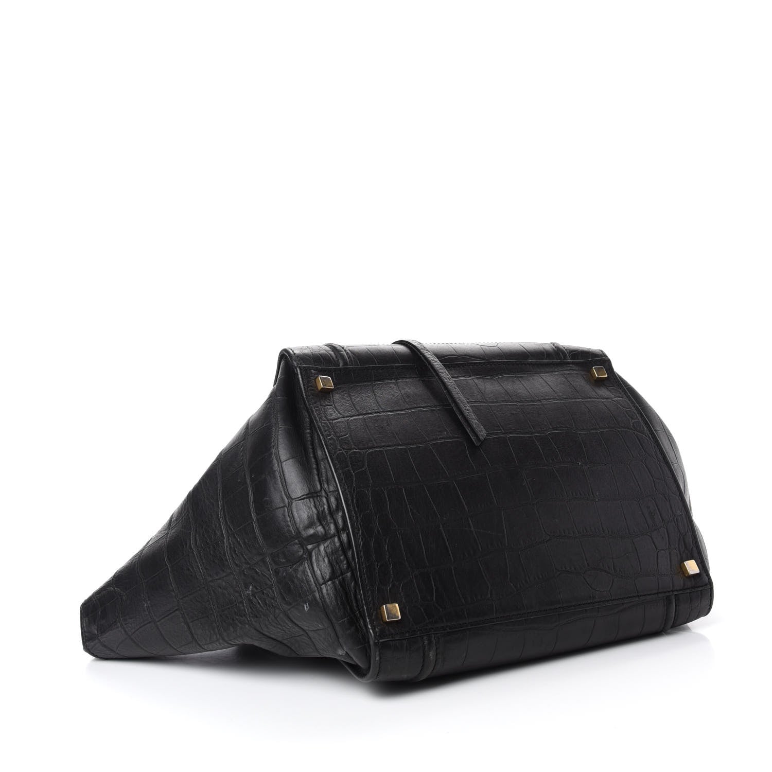 Celine Crocodile Embossed Calfskin Medium Phantom Luggage Black 4 of 15