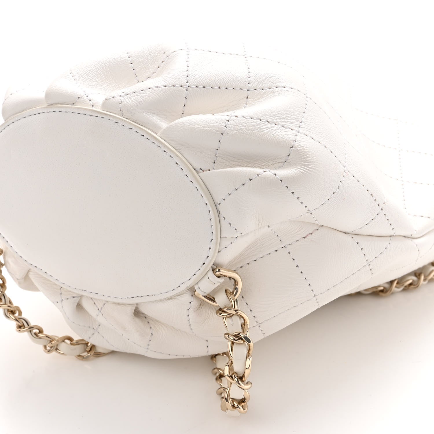 Chanel Lambskin Stitched CC Chain Backpack White 9 of 12