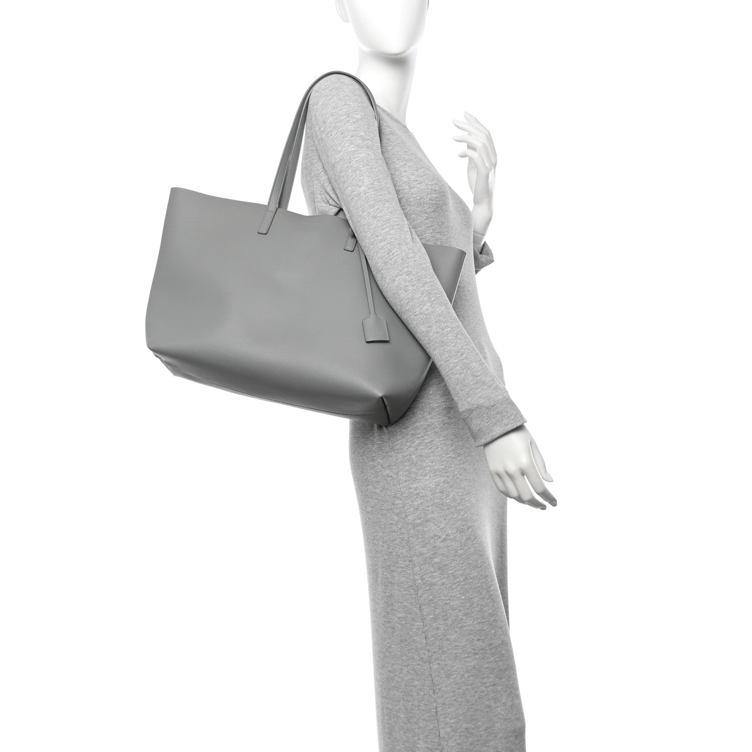 Saint Laurent Calfskin Large Shopping Tote Granite 2 of 12