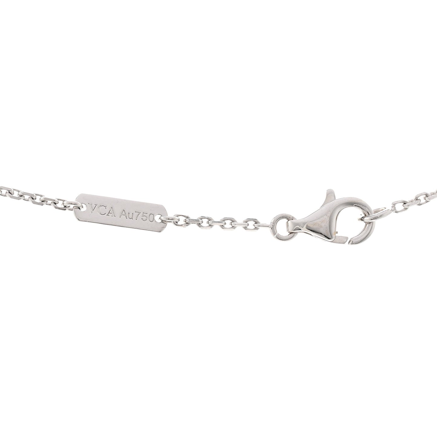18K White Gold Mother Of Pearl Vintage Alhambra Pendant Necklace