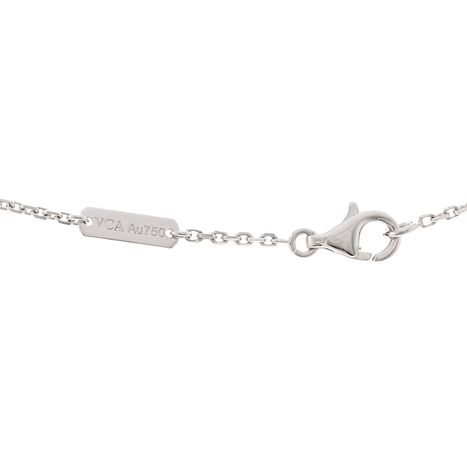 Van Cleef & Arpels 18K White Gold Mother Of Pearl Vintage Alhambra Pendant Necklace 4 of 4