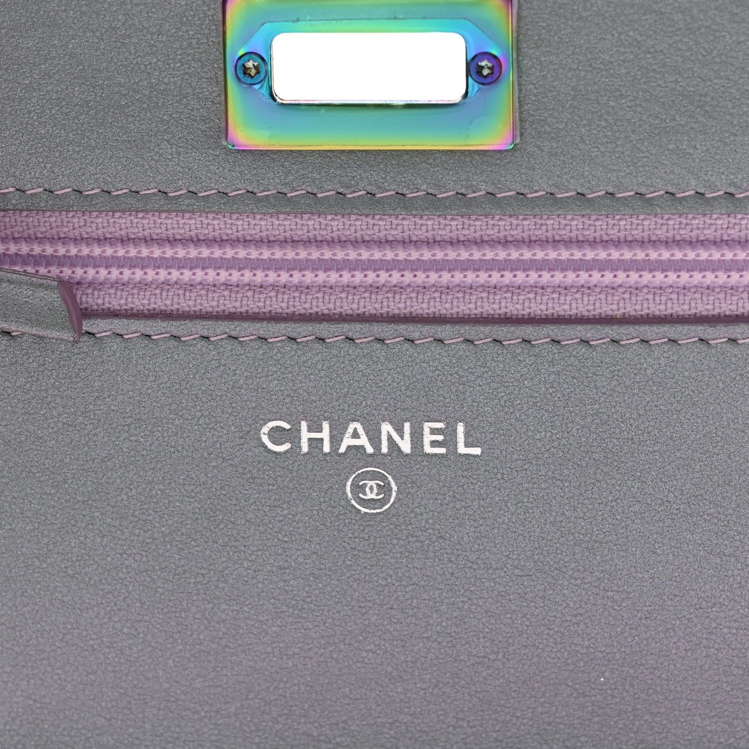 Chanel Iridescent Lambskin Quilted Reissue Wallet On Chain WOC Light Purple 6 of 12