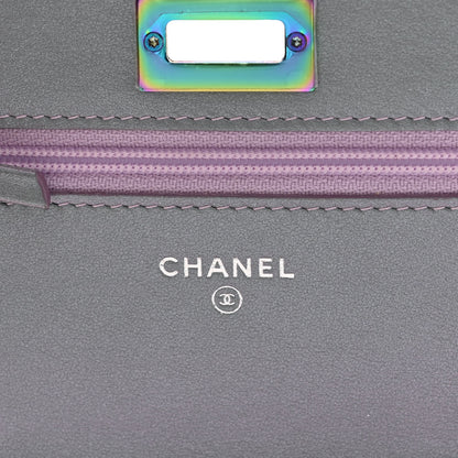 Chanel Iridescent Lambskin Quilted Reissue Wallet On Chain WOC Light Purple 6 of 12