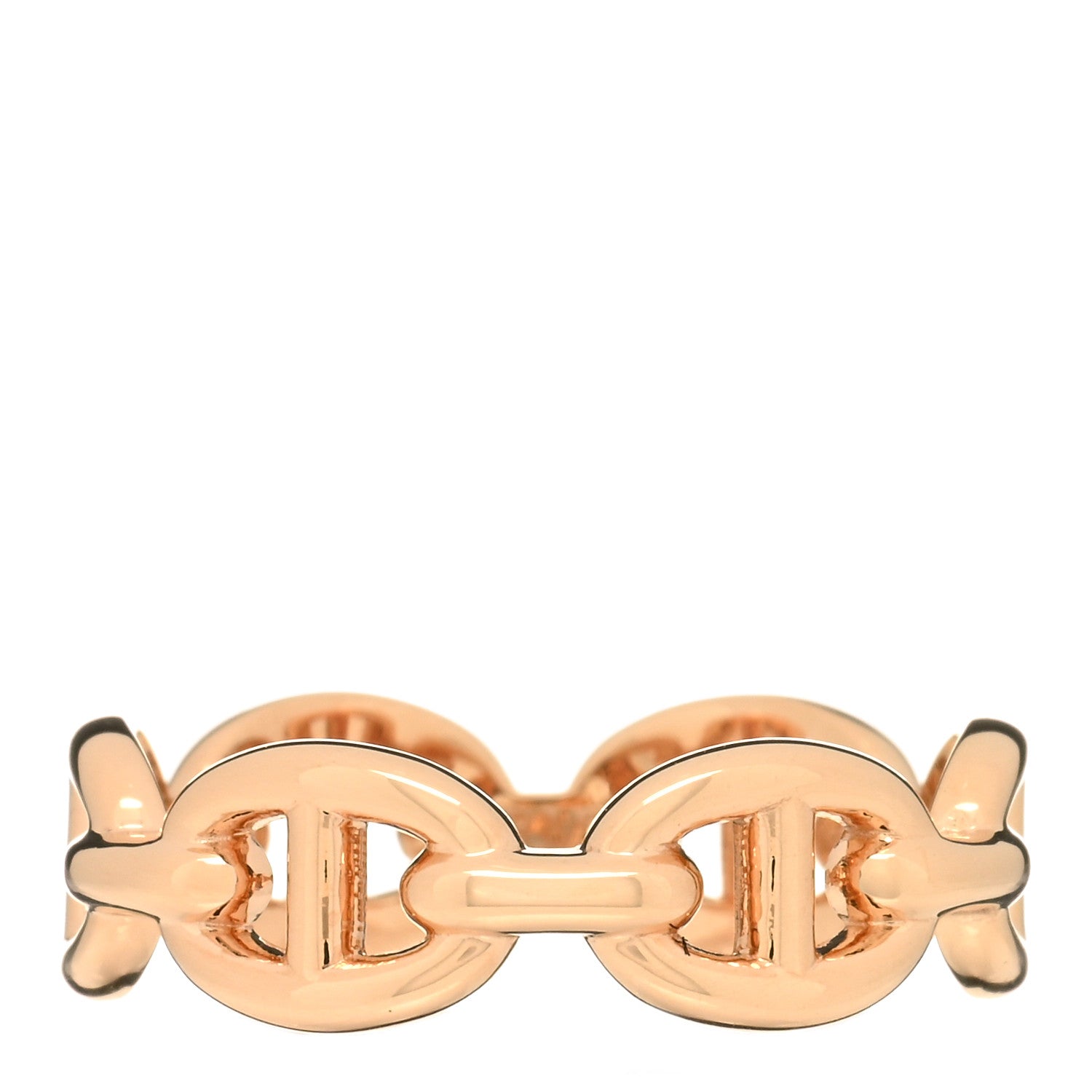 Hermes 18K Rose Gold PM Chaine D'Ancre Enchainee Ring 51 5.75 1 of 6