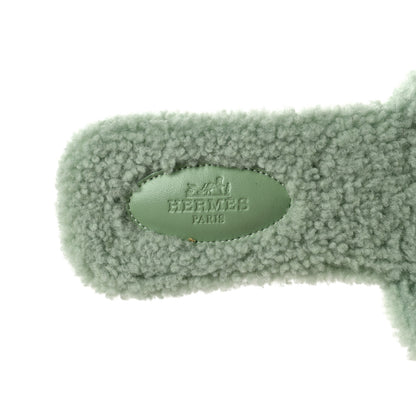 Hermes Woolskin Oran Sandals 39 Vert D’Eau 7 of 8