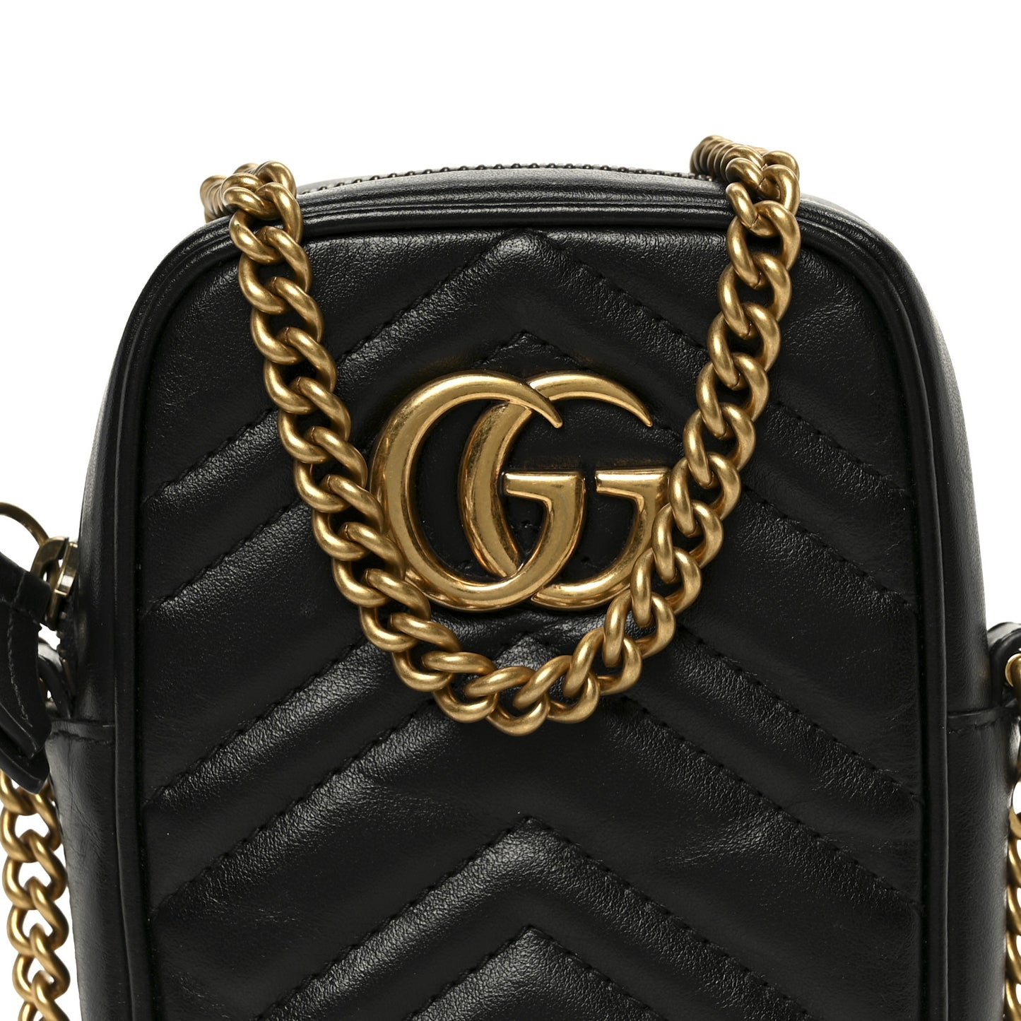 Calfskin Matelasse Mini GG Marmont Crossbody Bag Black