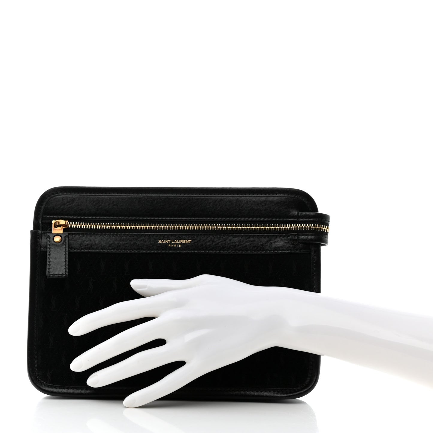 Suede All-Over Monogram Pouch Black