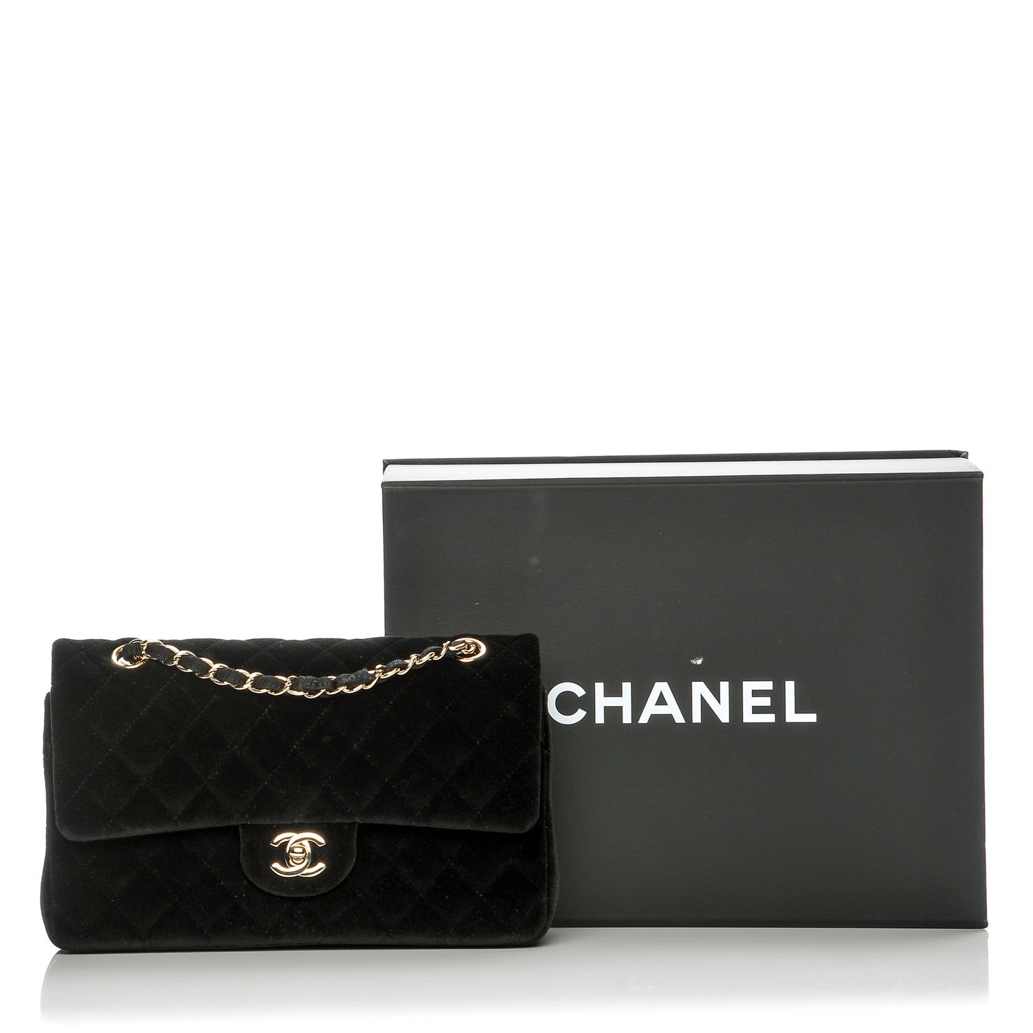 Chanel Velvet Quilted Medium Double Flap Black 8 of 8