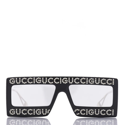 Gucci Acetate Crystal Mask-Frame Sunglasses GG0431S Black 2 of 6
