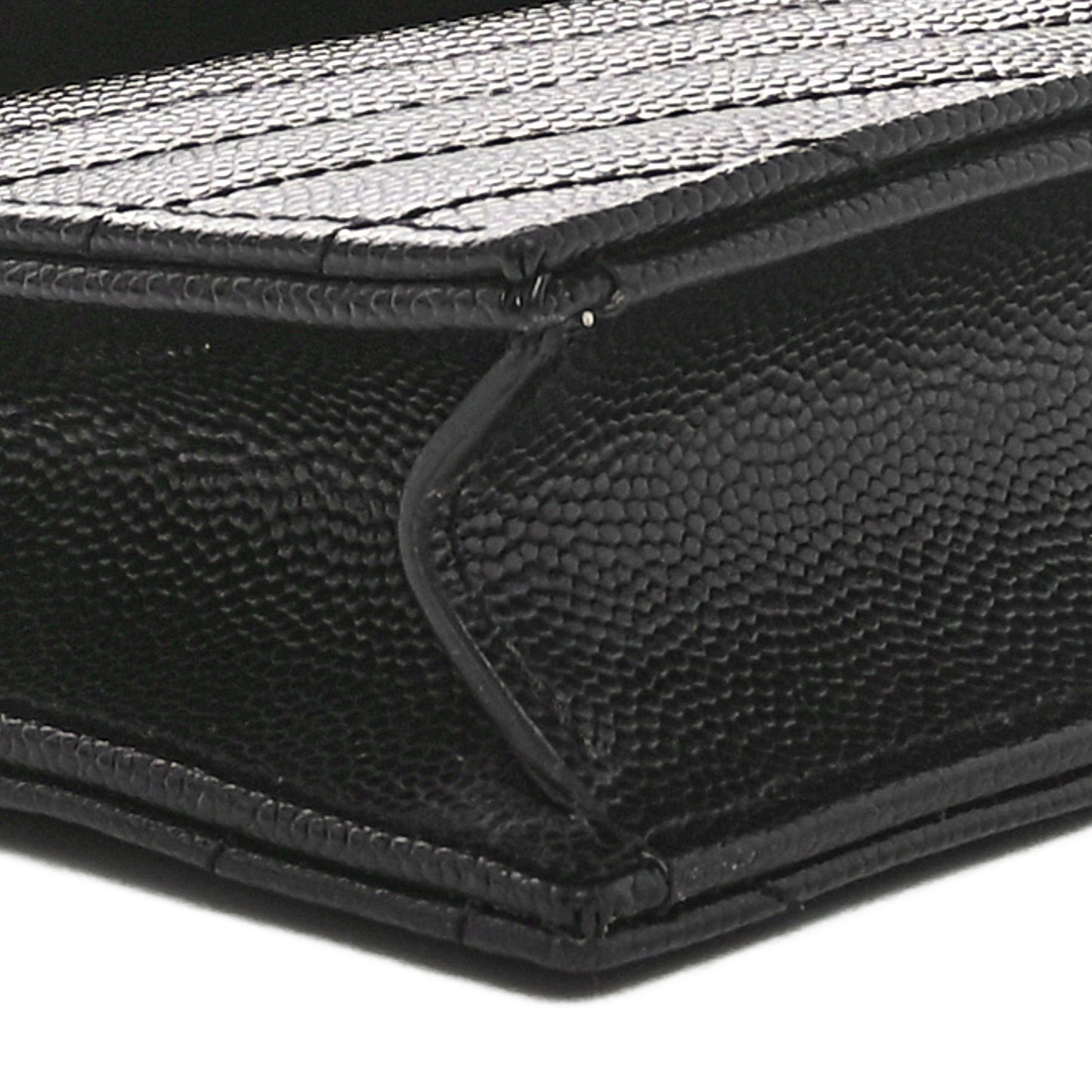 Grain De Poudre Matelasse Chevron Monogram Envelope Chain Wallet Black