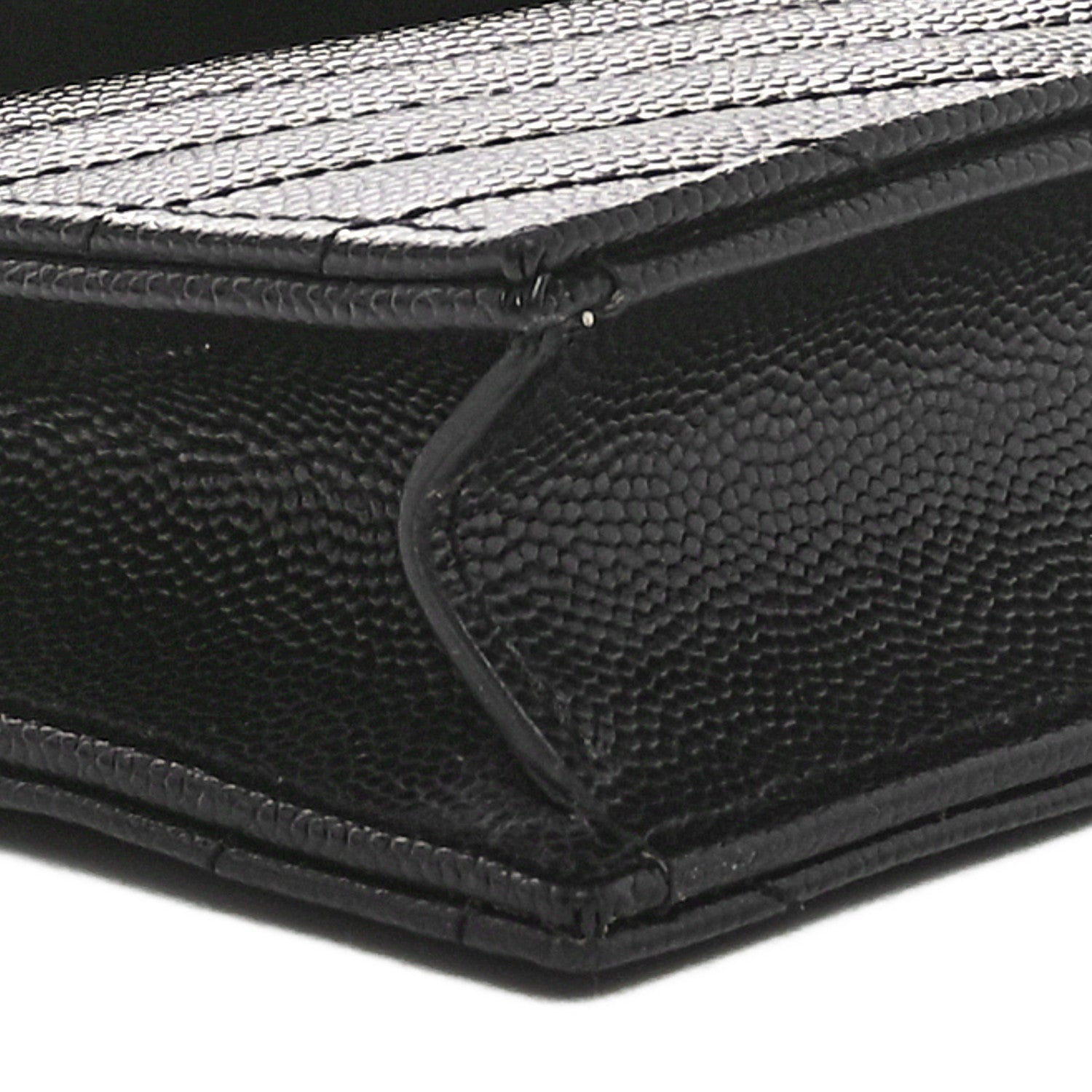 Saint Laurent Grain De Poudre Matelasse Chevron Monogram Envelope Chain Wallet Black 9 of 10