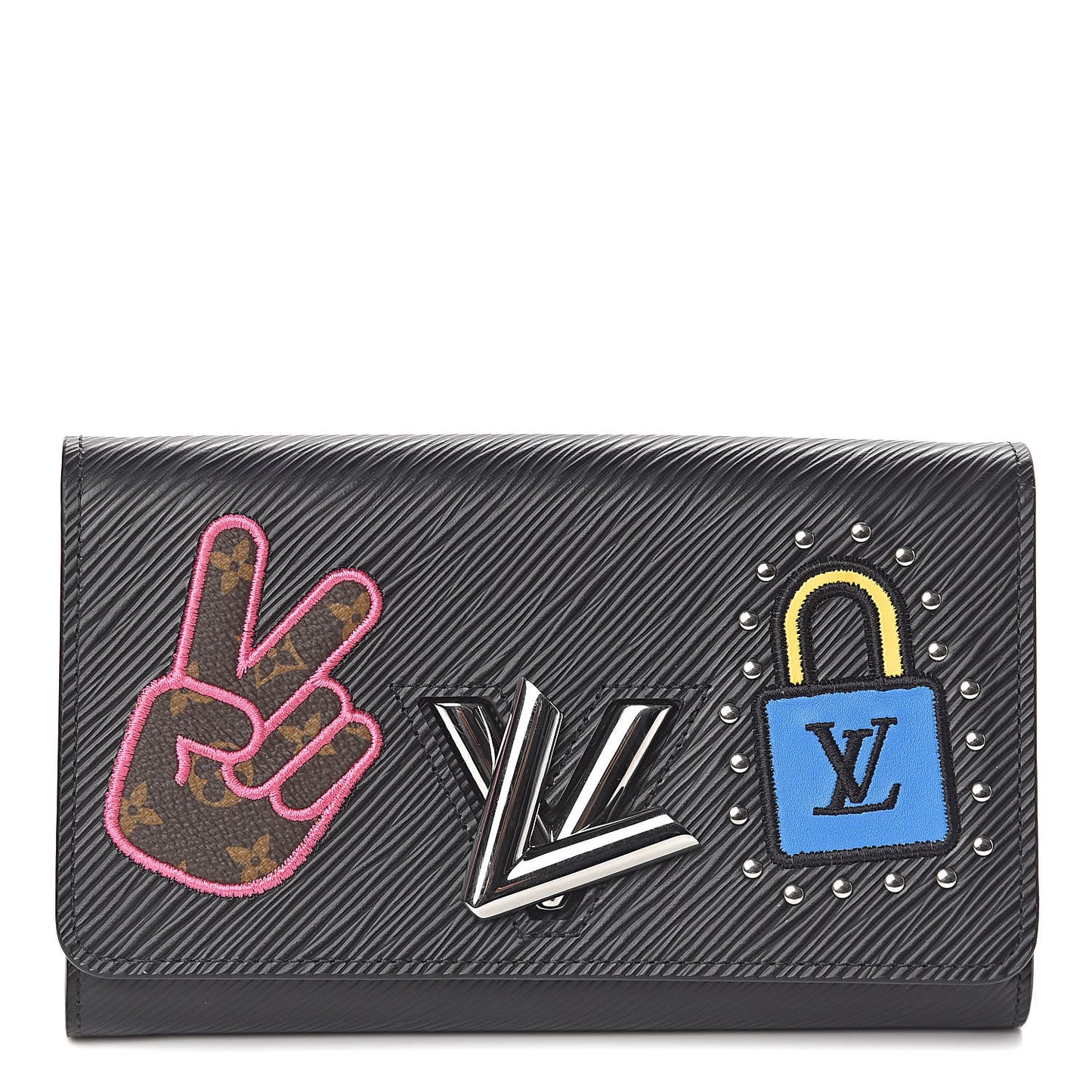 Epi LV Stories Twist Chain Wallet Black