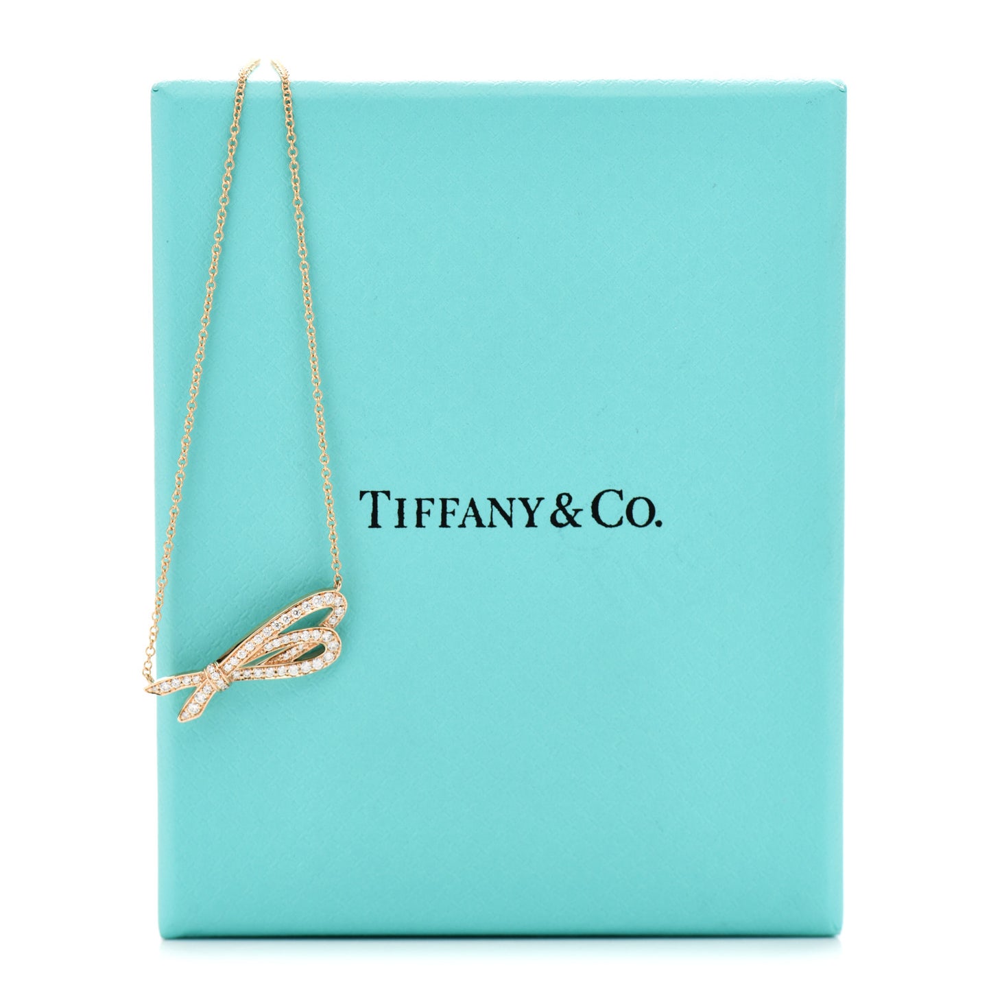 18K Yellow Gold Diamond Mini Bow Pave Pendant Necklace