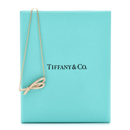 Tiffany 18K Yellow Gold Diamond Mini Bow Pave Pendant Necklace 7 of 7
