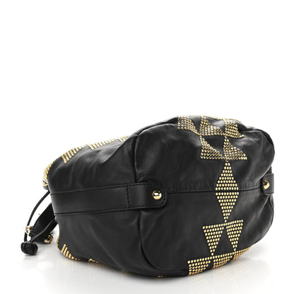 Jimmy Choo Calfskin Studded Drawstring Bucket Bag Black 4 of 11