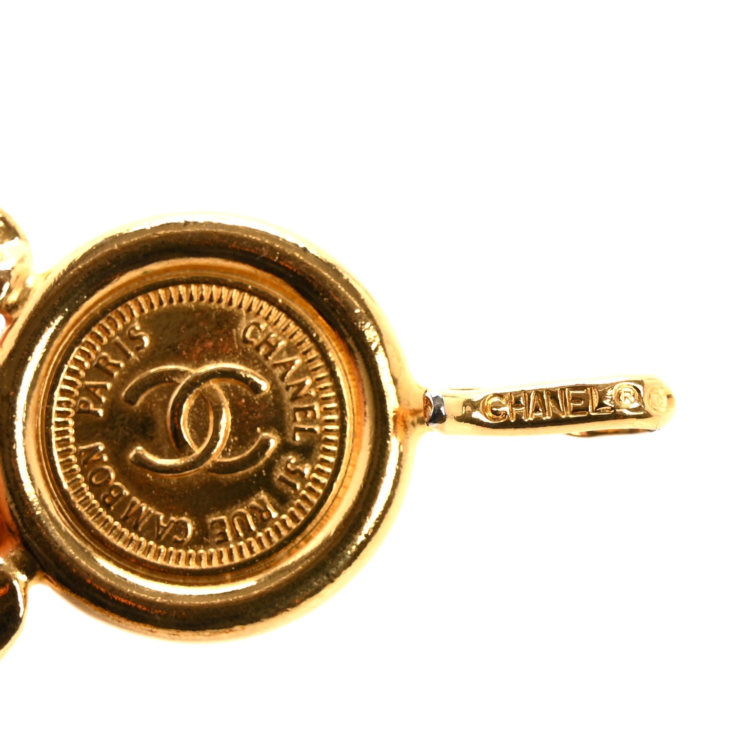 Metal Medallion CC Triple Chain Belt Gold