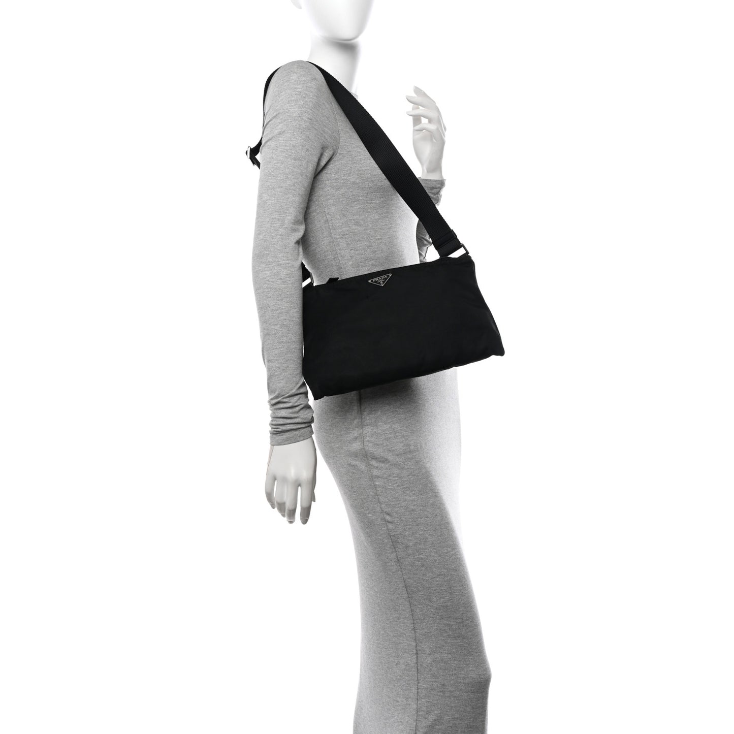 Tessuto Nylon Flat Messenger Bag Black