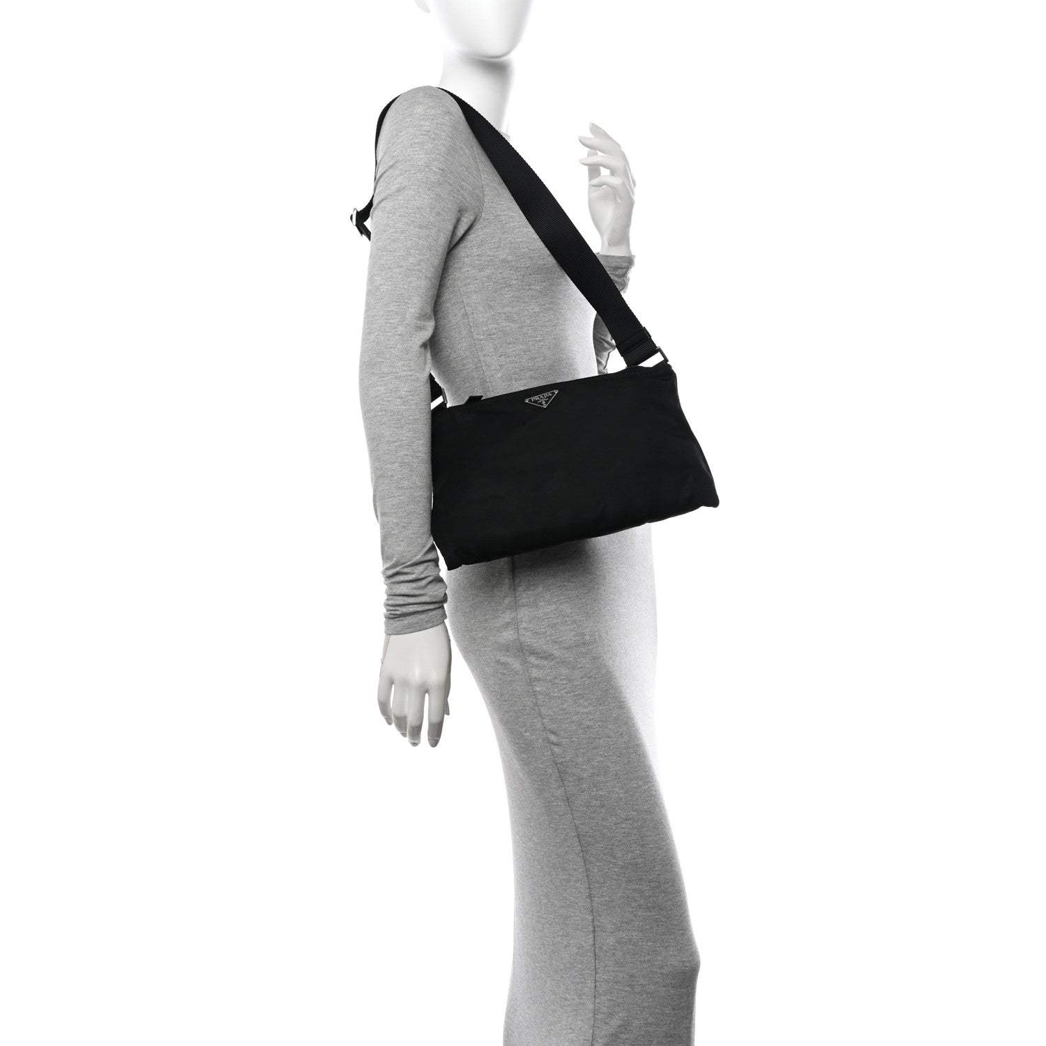 Prada Tessuto Nylon Flat Messenger Bag Black 2 of 16