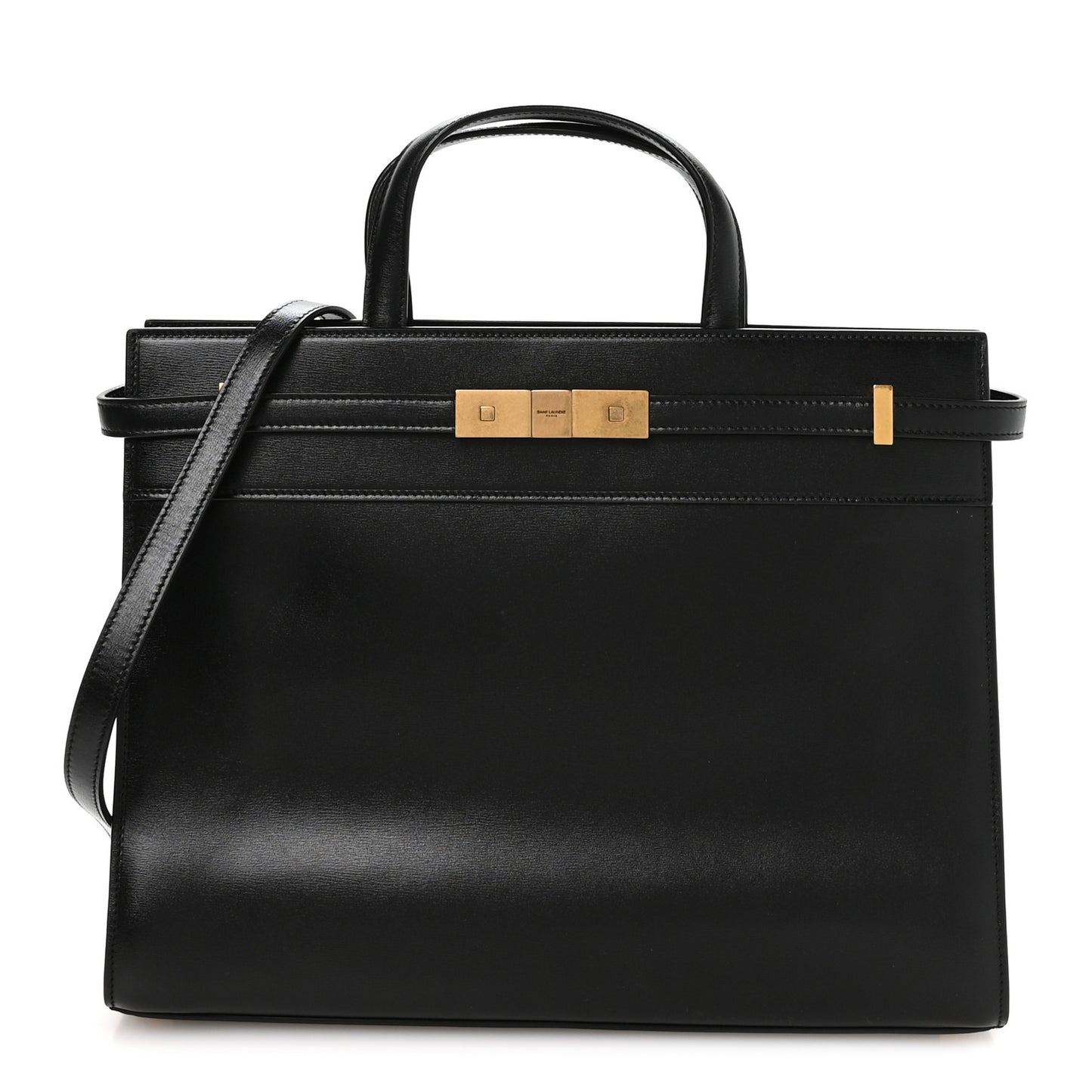 Calfskin Small Manhattan Shopper Tote Black