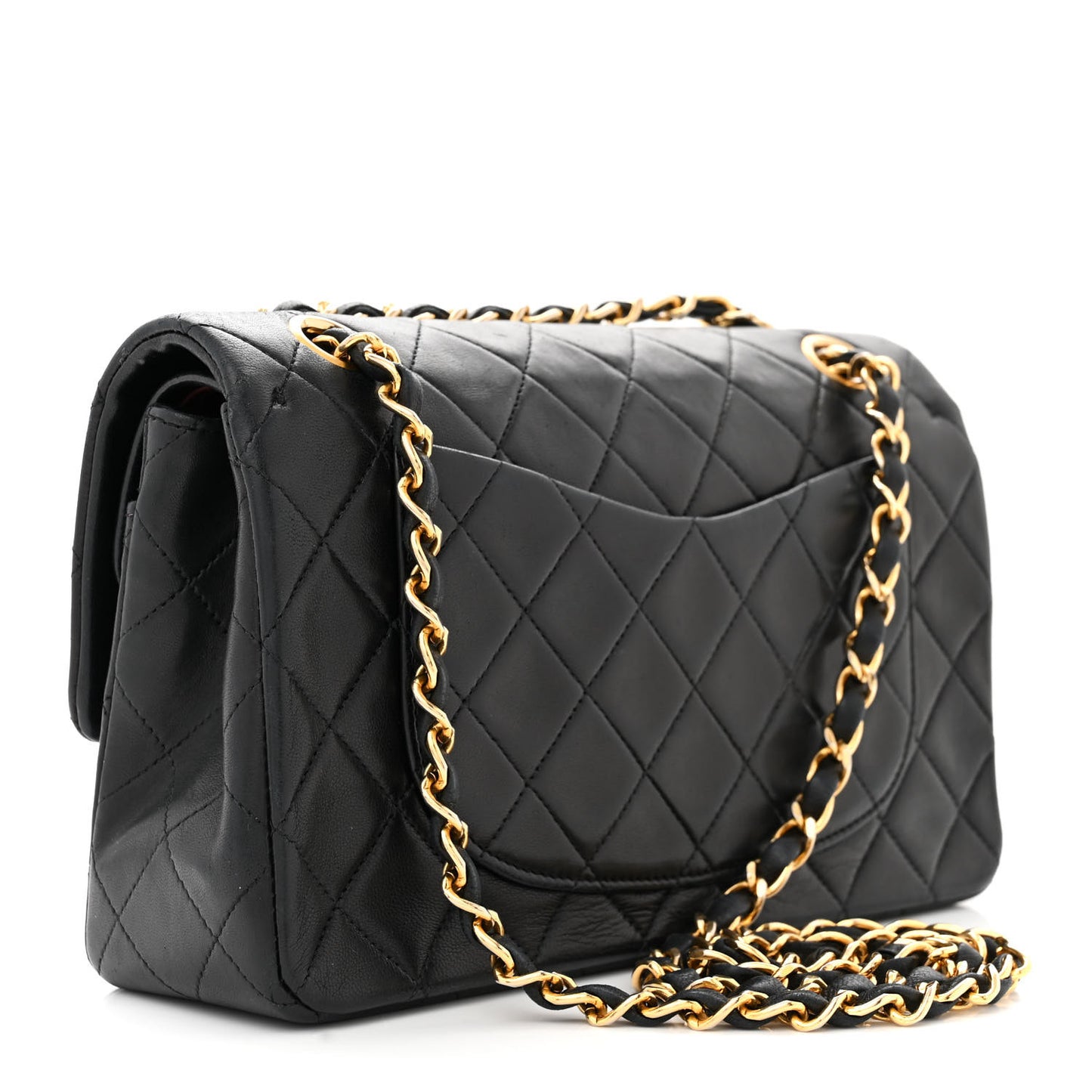 Lambskin Quilted Small Double Flap Black