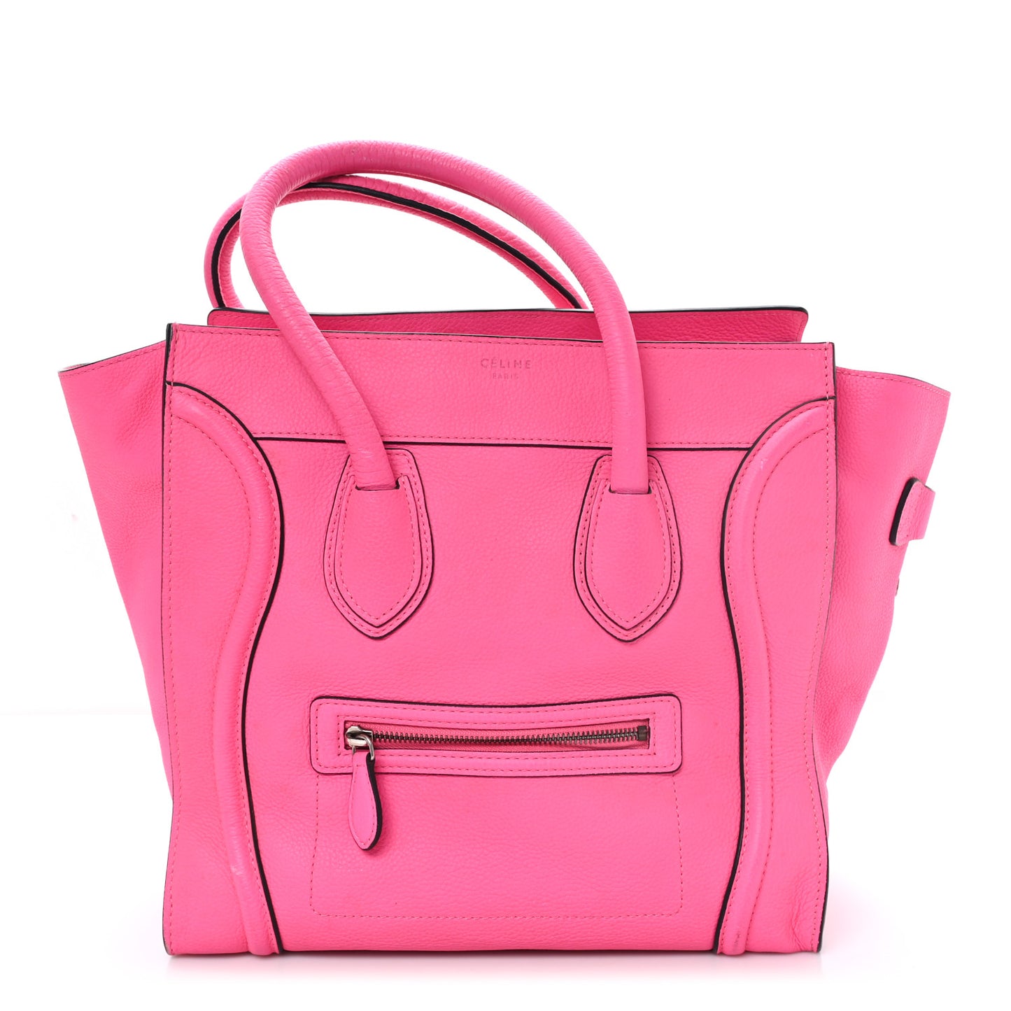 Drummed Calfskin Mini Luggage Fluo Pink