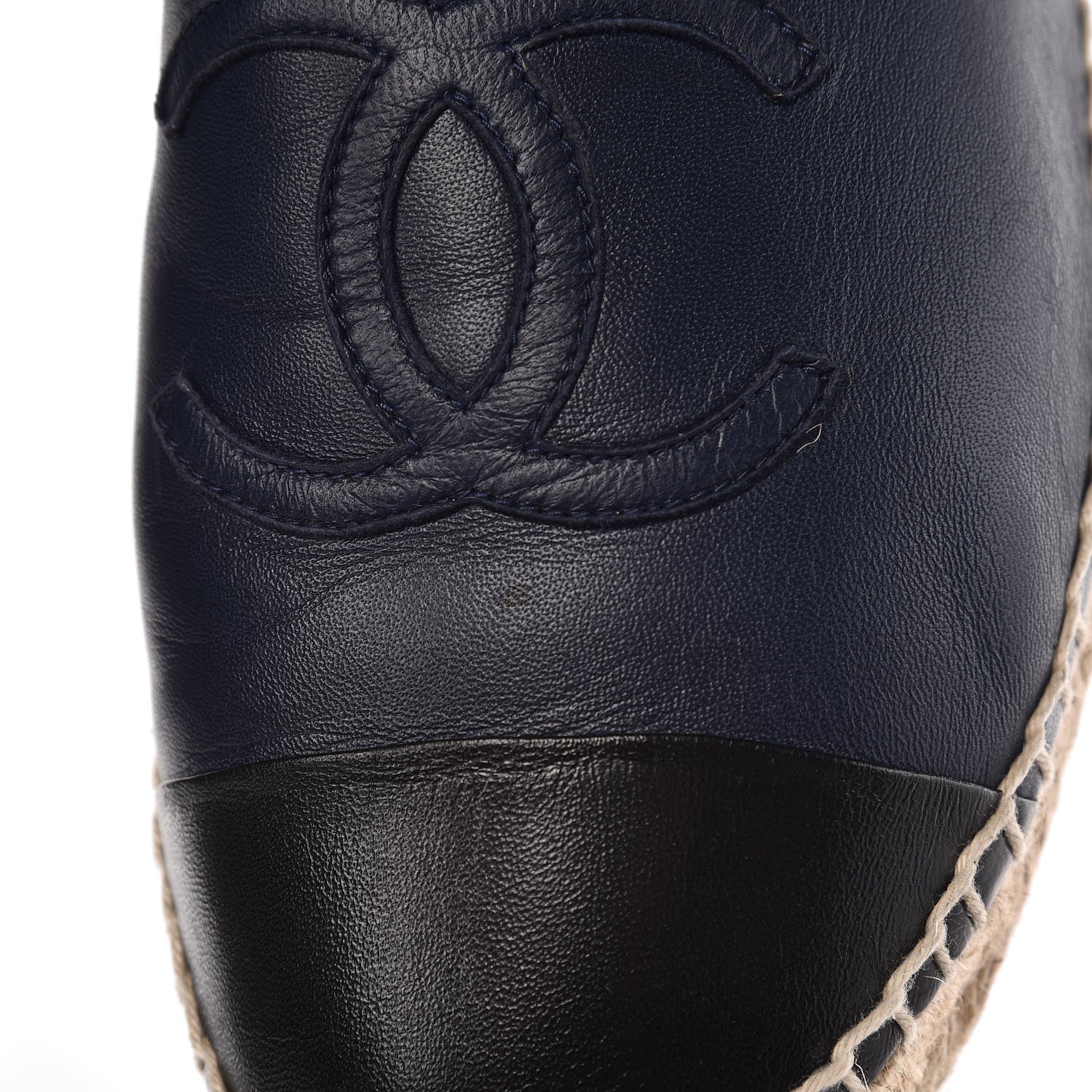 Chanel Lambskin CC Espadrilles 39 Navy Black 12 of 13