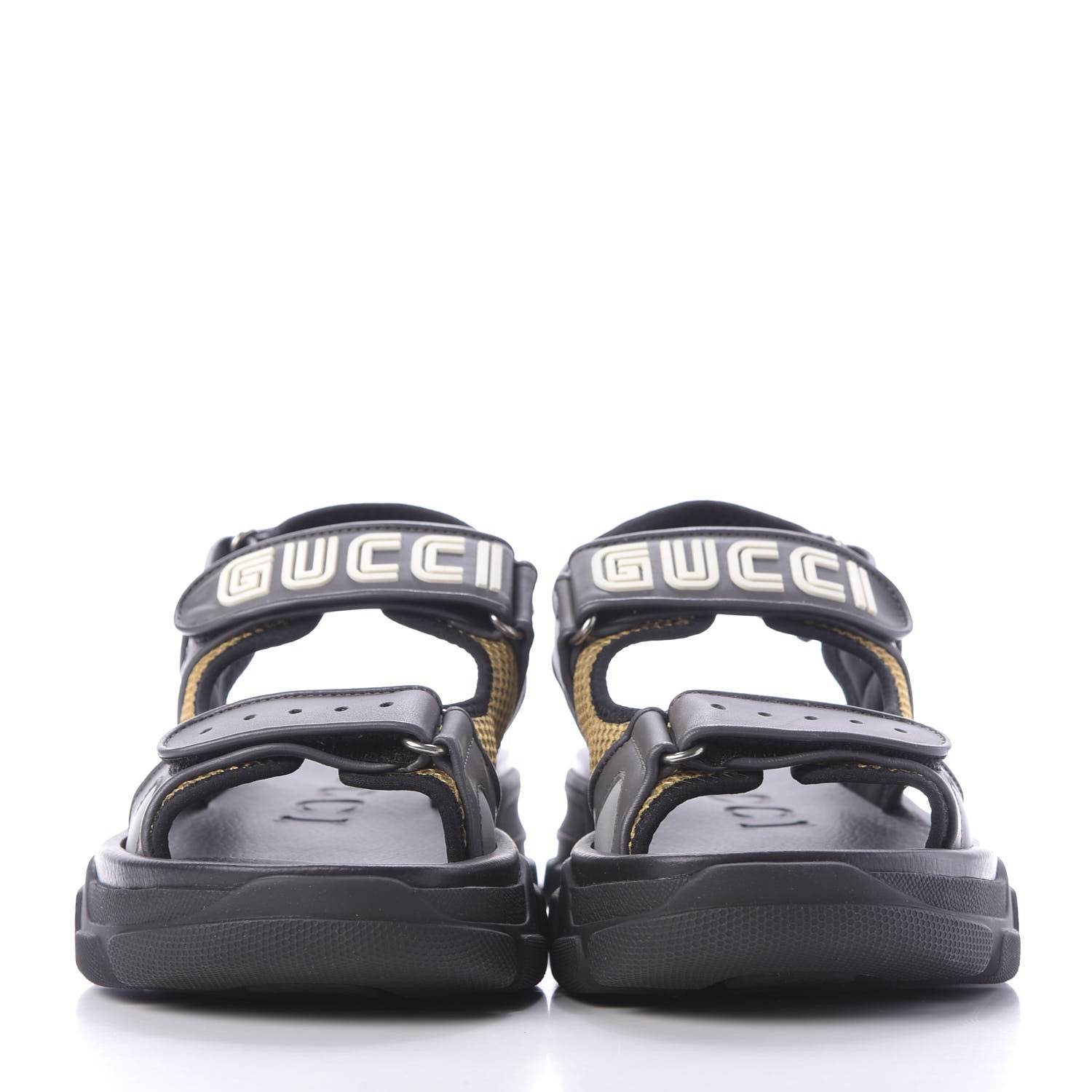 Gucci X SEGA Nappa Mesh Mens Aguru Sandals 8 Loess Black 2 of 10