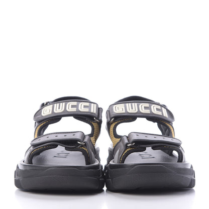 Gucci X SEGA Nappa Mesh Mens Aguru Sandals 8 Loess Black 2 of 10