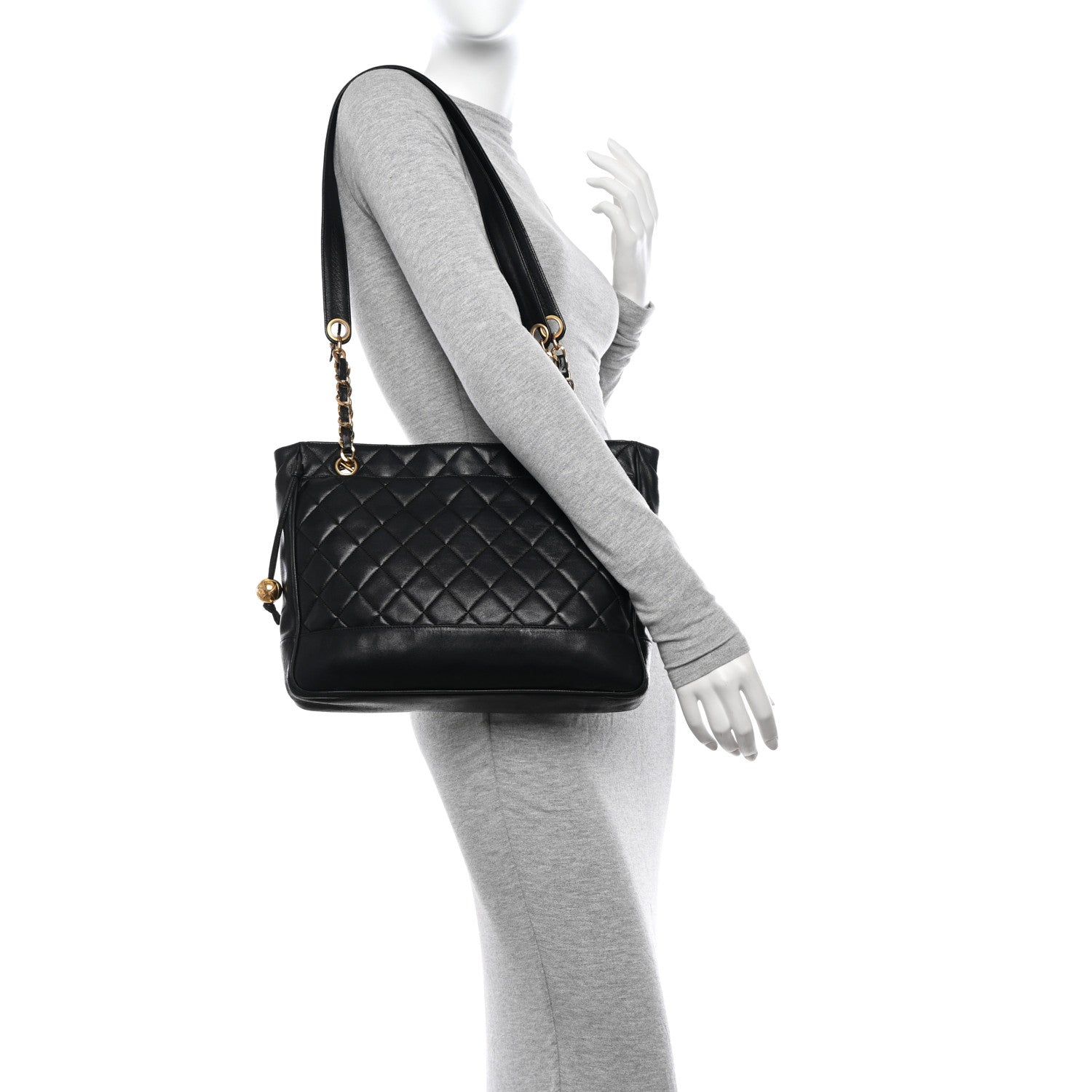 Chanel Lambskin Quilted Shopping Tote Black 2 of 18