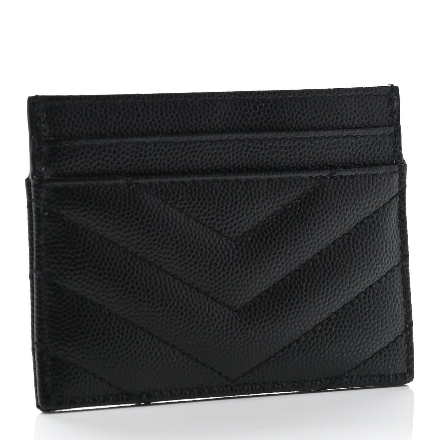 Grain De Poudre Matelasse Chevron Monogram Credit Card Case Black