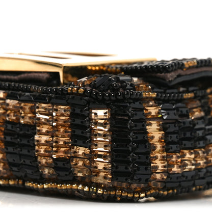 Fendi Crystal Vitello King FF Beaded Nano Maxi Buckle Baguette Charm Moro Black 8 of 8