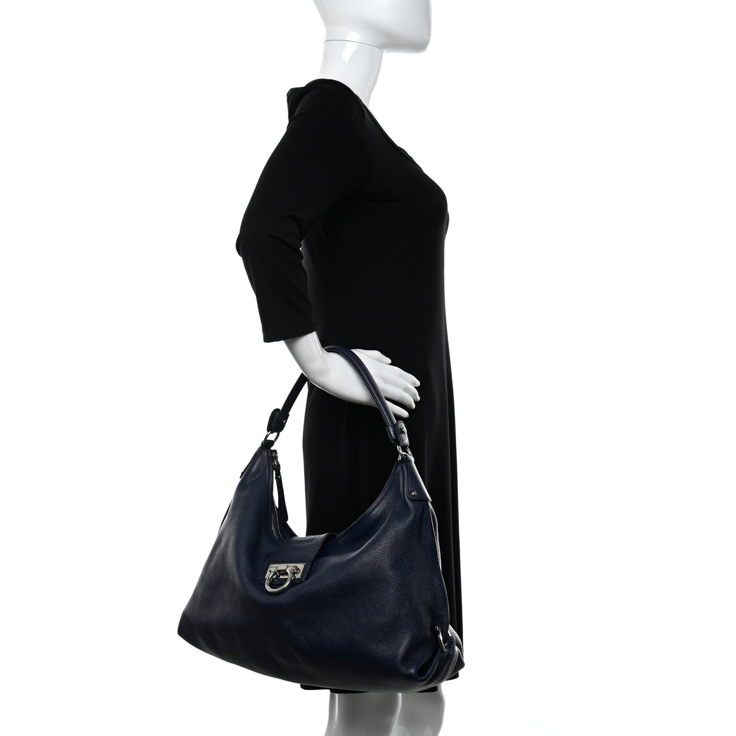 Calfskin Fanisa Gancini Hobo Oxford Blue
