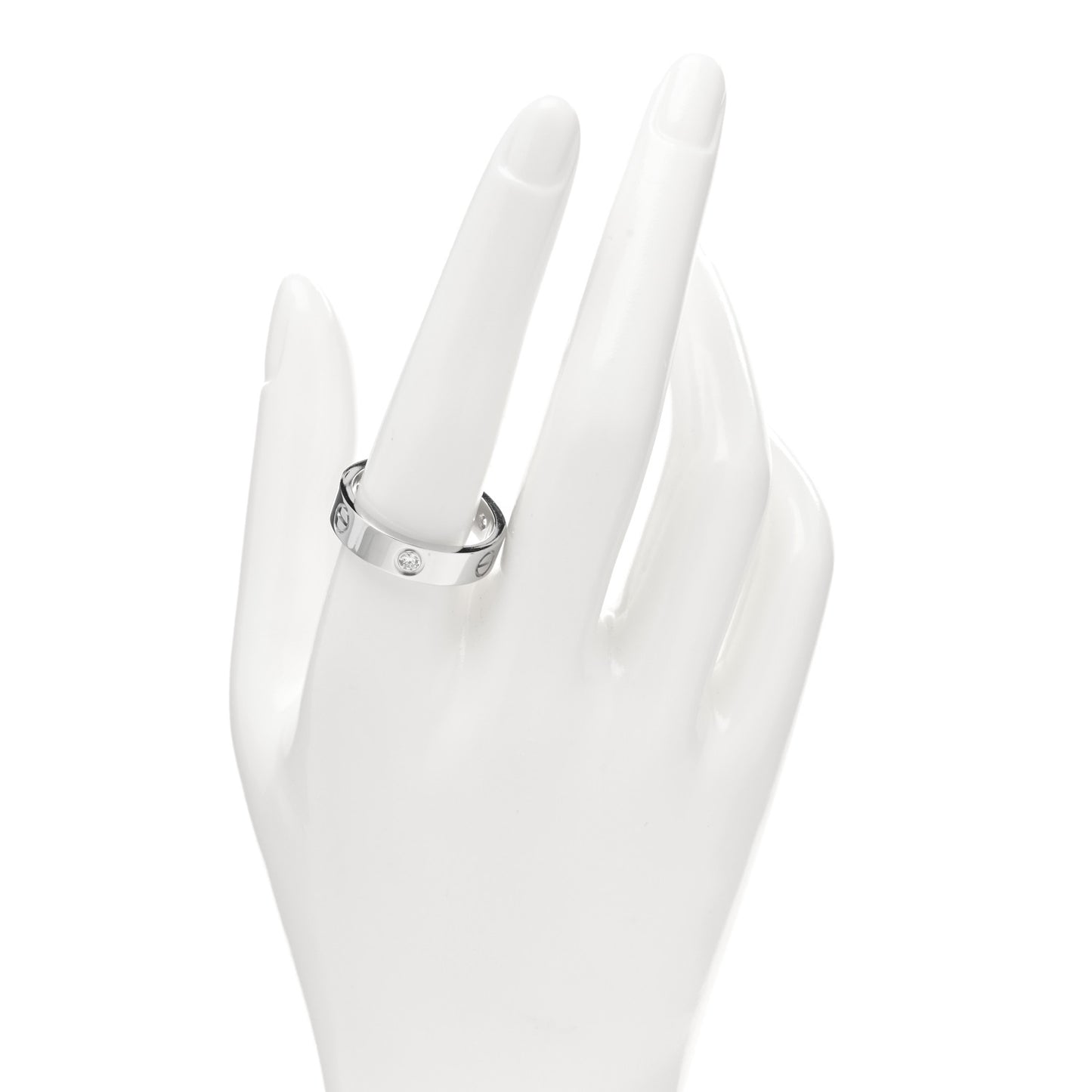 18K White Gold 3 Diamond 5.5mm LOVE Ring 62 10