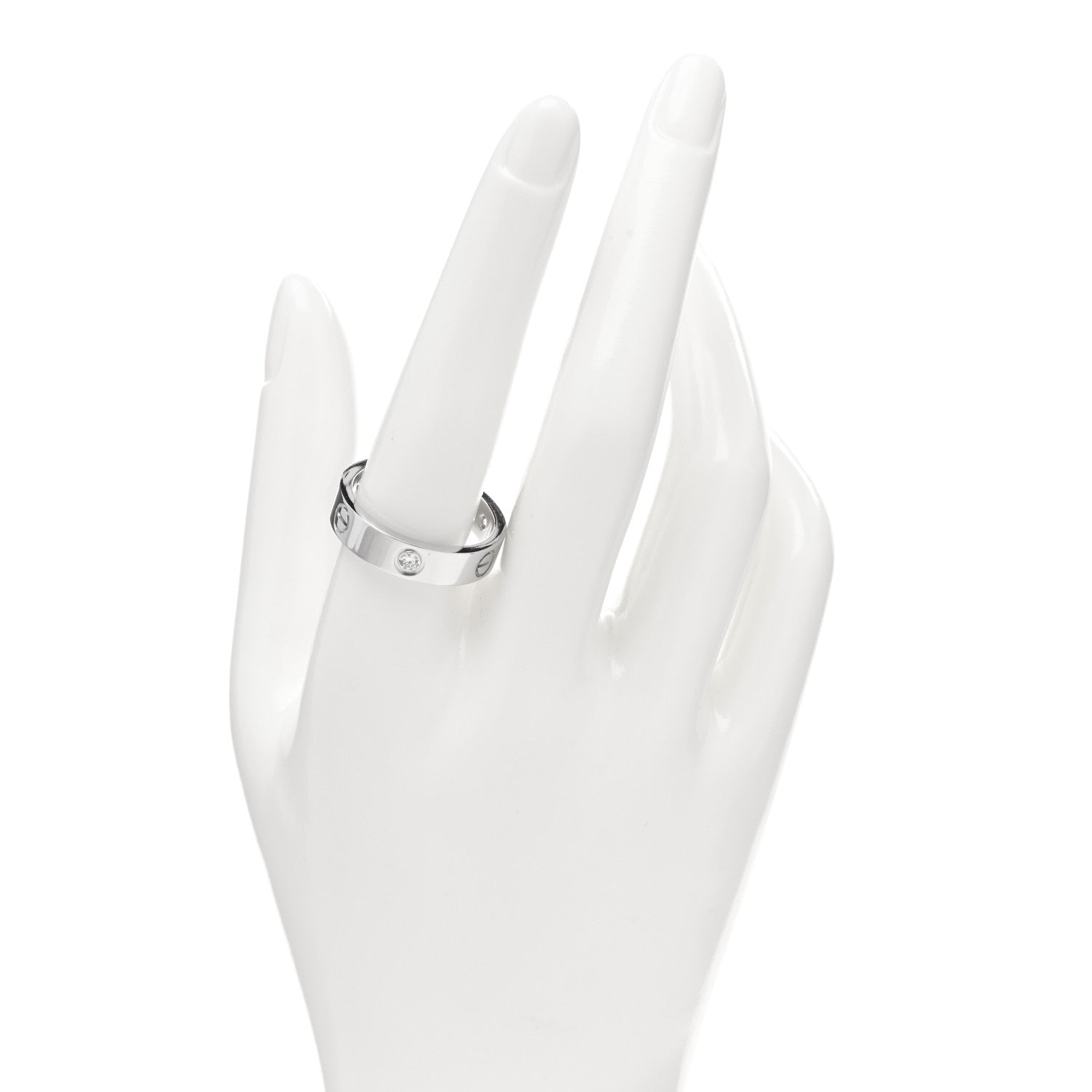 Cartier 18K White Gold 3 Diamond 5.5mm LOVE Ring 62 10 2 of 4