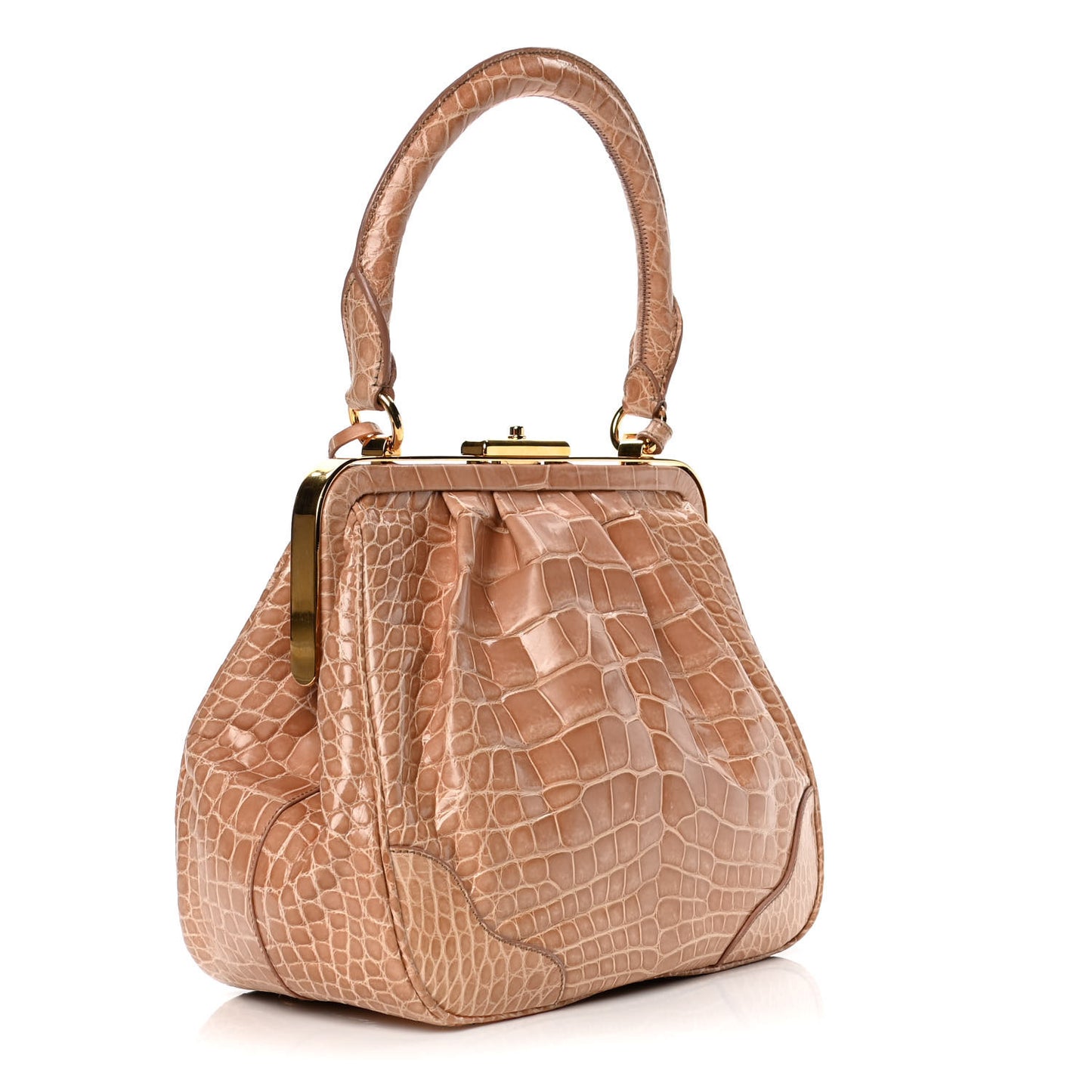 Crocodile Frame Shoulder Bag Brown