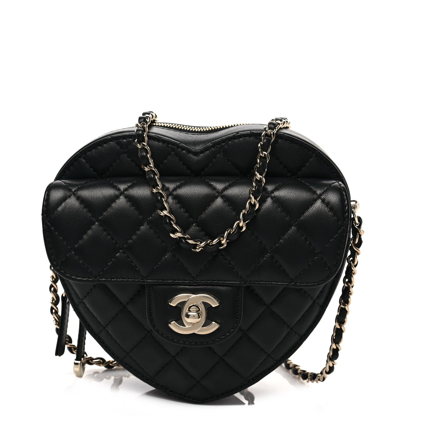 Lambskin Quilted CC In Love Heart Bag Black